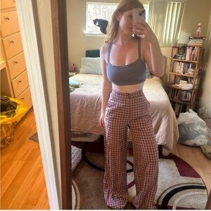 pink & grey wide leg urban outfitters trousers